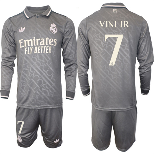 Men's Real Madrid away Long sleeves 7# VINI JR 2024-25 Suit Soccer Jerseys