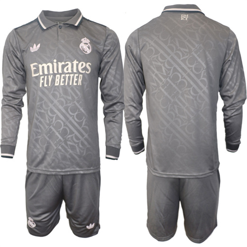 Men's Real Madrid away Long sleeves Custom Or Blank 2024-25 Suit Soccer Jerseys2