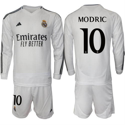 Men's Real Madrid home Long sleeves 10# MODRIC 2024-25 Suit Soccer Jerseys