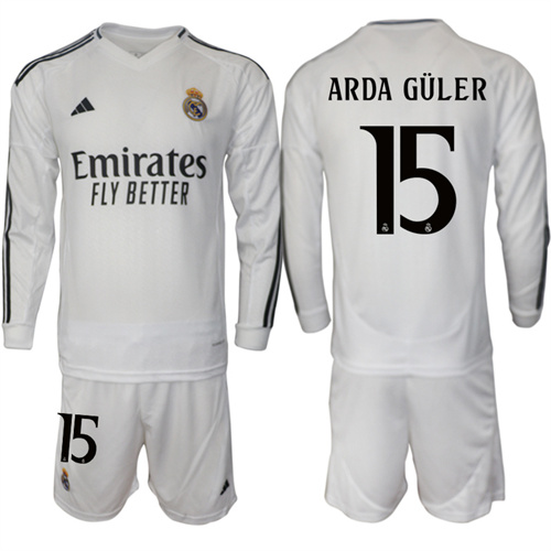Men's Real Madrid home Long sleeves 15# ARDA GLER 2024-25 Suit Soccer Jerseys