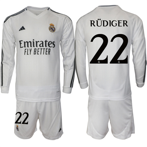 Men's Real Madrid home Long sleeves 22# RDIGER 2024-25 Suit Soccer Jerseys