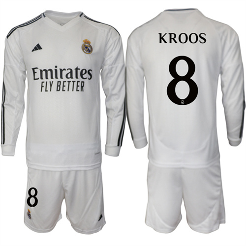 Men's Real Madrid home Long sleeves 8# KROOS 2024-25 Suit Soccer Jerseys