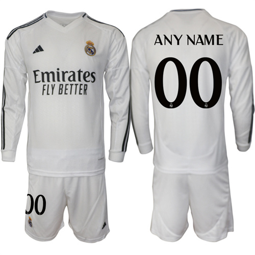 Men's Real Madrid home Long sleeves any name 2024-25 Suit Soccer Jerseys