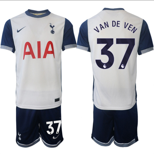 Men's Tottenham Hotspur home 37# VAN DE VEN 2024-25 Suit Soccer Jerseys