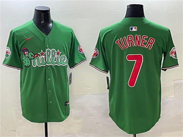 Men's Philadelphia Phillies #7 Trea Turner Green Phanatic Limited Stitched Jersey