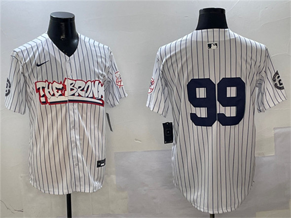 Men's New York Yankees #99 Aaron Judge White Bronx Graffiti Vapor Limited Stitched Baseball Jersey