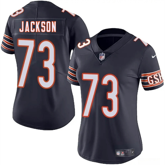 Women's Chicago Bears #73 Jonah Jackson Navy 2025 Vapor Stitched Jersey(Run Small)