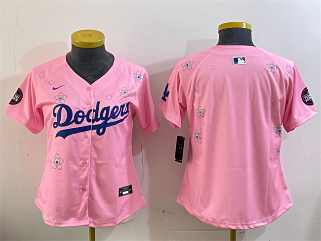 Women's Los Angeles Dodgers Blank Pink 2025 Tokyo Series Limited Stitched Baseball Jersey(Run Small)
