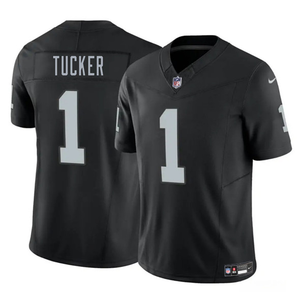 Men's Las Vegas Raiders #1 Tre Tucker Black 2025 F.U.S.E. Vapor Football Stitched Jersey