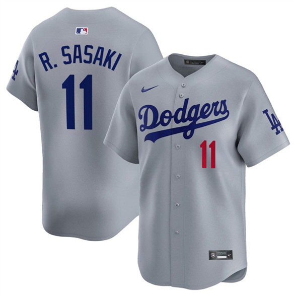 Men's Los Angeles Dodgers #11 Roki Sasaki Gray 2025 Alternate Limited Stitched Baseball Jersey