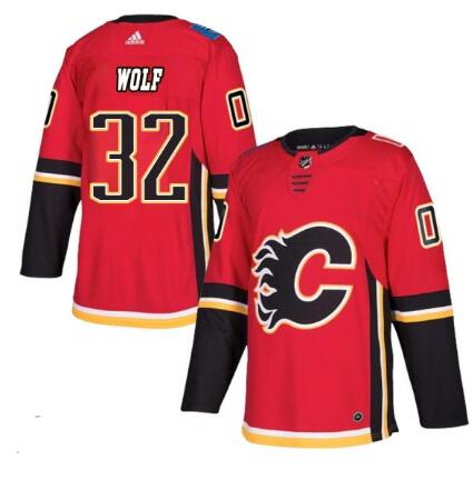 Men's Calgary Flames #32 Dustin Wolf Adidas Alternate Red Stitched Jersey