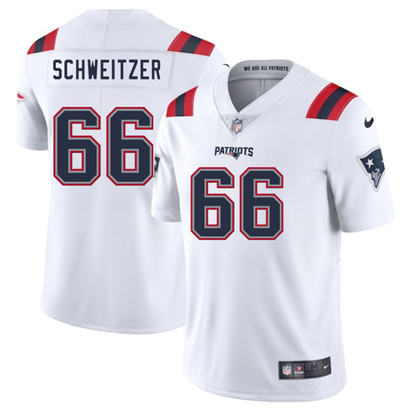 Men's New England Patriots #66 Wes Schweitzer White 2025 Vapor Limited Football Stitched Jersey