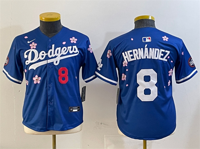 Youth Los Angeles Dodgers #8 Enrique Hernández Royal 2025 Tokyo Series Limited Stitched Baseball Jersey