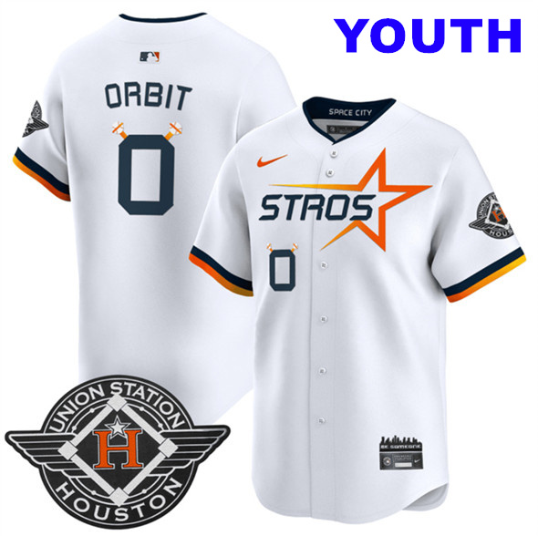Youth Houston Astros #0 Orbit White 2025 City Connect Limited Stitched Baseball Jersey