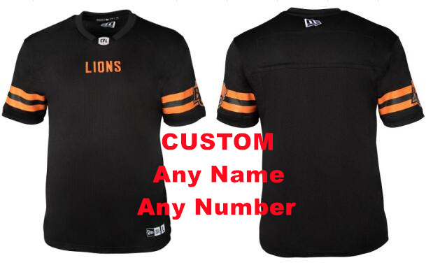 Men's BC Lions Custom Adidas CFL Football NWT Canadian Football League Black Jersey