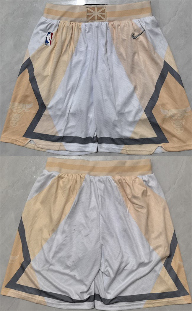 Men's Chicago Bulls White City Edition Grey Shorts (Run Small)