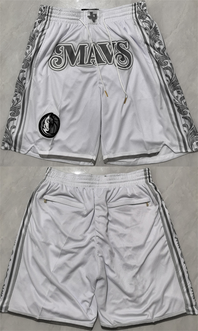 Men's Dallas Mavericks White City Edition Shorts (Run Small)