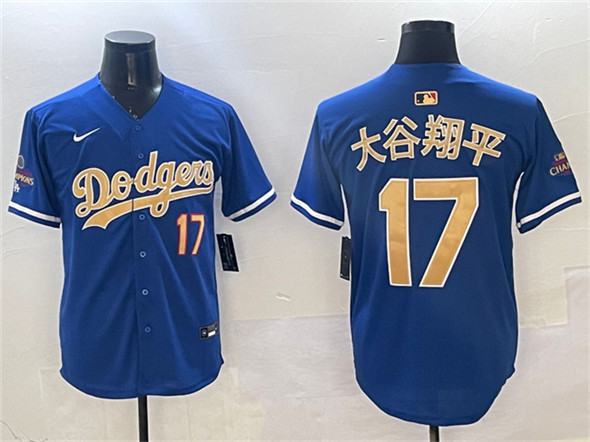 Men's Los Angeles Dodgers #17 大谷翔平 Royal 2025 Gold Collection Limited Stitched Baseball Jersey