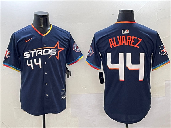 Men's Houston Astros #44 Yordan Alvarez Navy 2025 City Connect With Texas Patch Limited Stitched Baseball Jersey