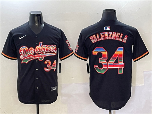 Men's Los Angeles Dodgers #34 Fernando Valenzuela Black Mexico Limited Stitched Baseball Jersey