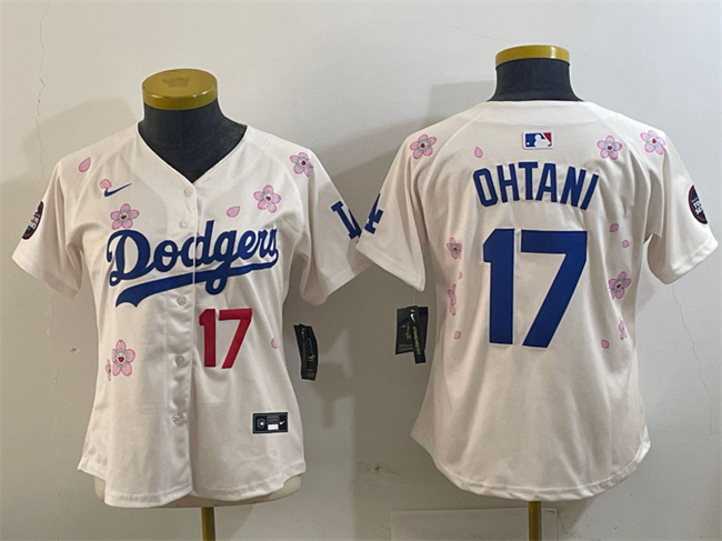 Women's Los Angeles Dodgers #17 Shohei Ohtani Cream 2025 Tokyo Series Limited Stitched Baseball Jersey(Run Small)
