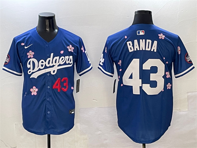 Men's Los Angeles Dodgers #43 Anthony Banda Royal 2025 Tokyo Series Limited Stitched Baseball Jersey