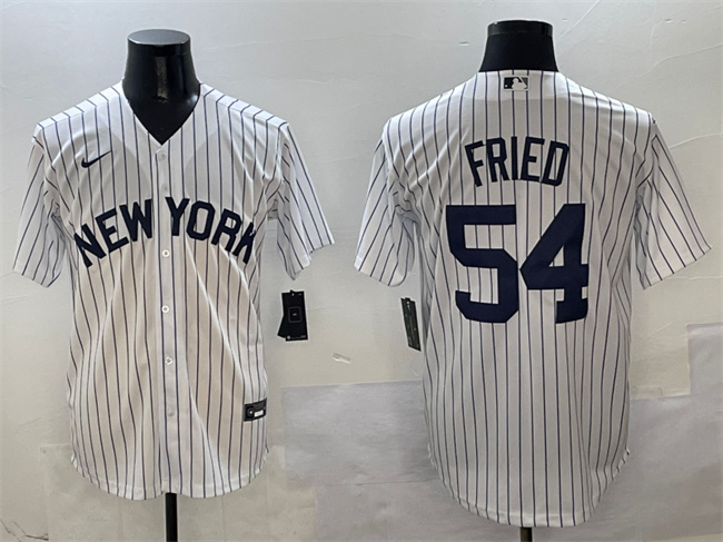 Mens New York Yankees #54 Max Fried White Cool Base Stitched Baseball Jersey