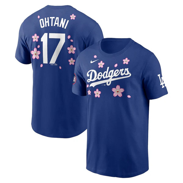 Men's Los Angeles Dodgers #17 Shohei Ohtani Royal 2025 Tokyo Series Name & Number T-Shirt
