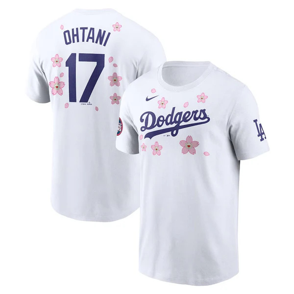 Men's Los Angeles Dodgers #17 Shohei Ohtani White 2025 Tokyo Series Name & Number T-Shirt