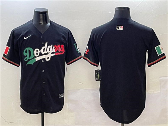 Men's Los Angeles Dodgers Blank Black Mexico Flag Limited Stitched Baseball Jersey