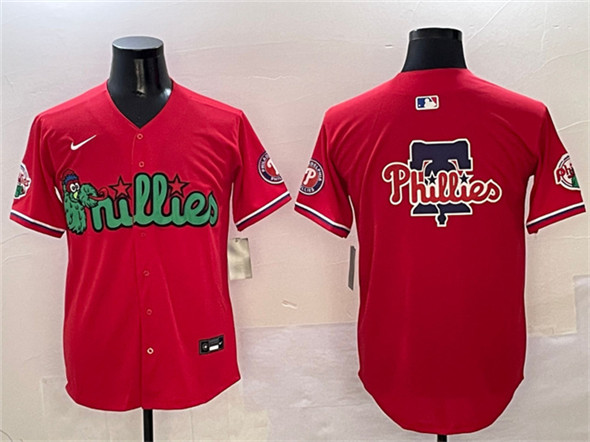 Men's Philadelphia Phillies Team Big Logo Red Phanatic Limited Stitched Jersey