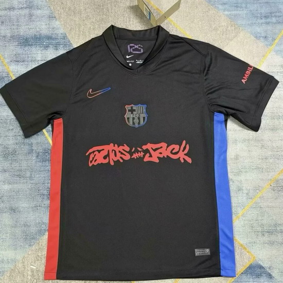 Men's Travis Scott x FC Barcelona 2024-25 Match Away Cactus Jack Black Jersey