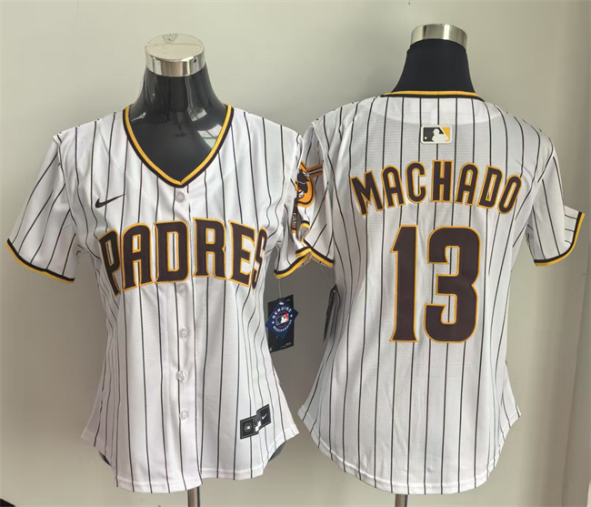 Women's San Diego Padres #13 Manny Machado White Home Limited Stitched Baseball Jersey(Run Small)