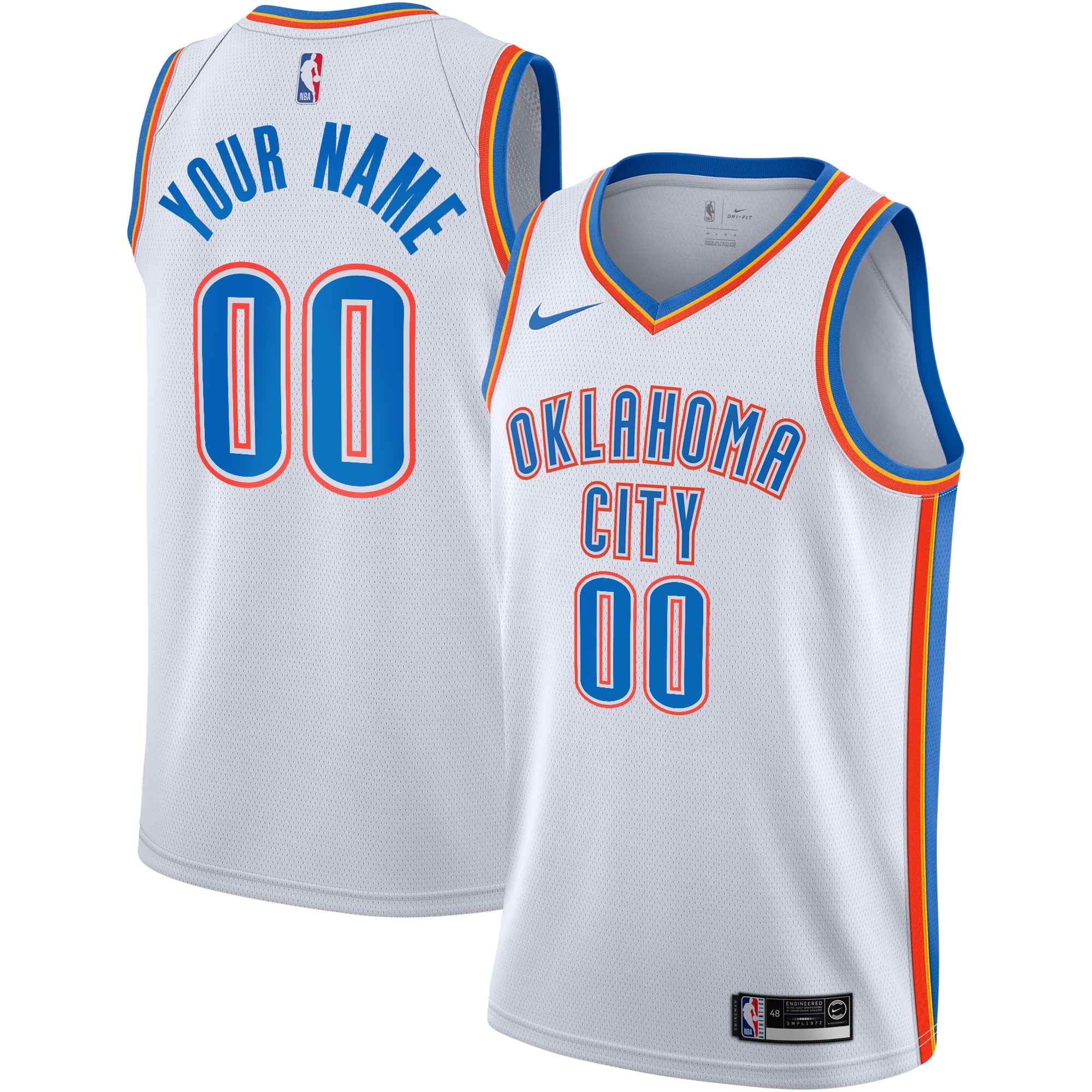 Mens Oklahoma City Thunder White Nike Custom Association Edition Swingman Jersey