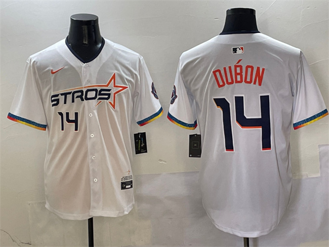 Men's Houston Astros #14 Mauricio Dubón White 2025 City Connect Limited Stitched Baseball Jersey