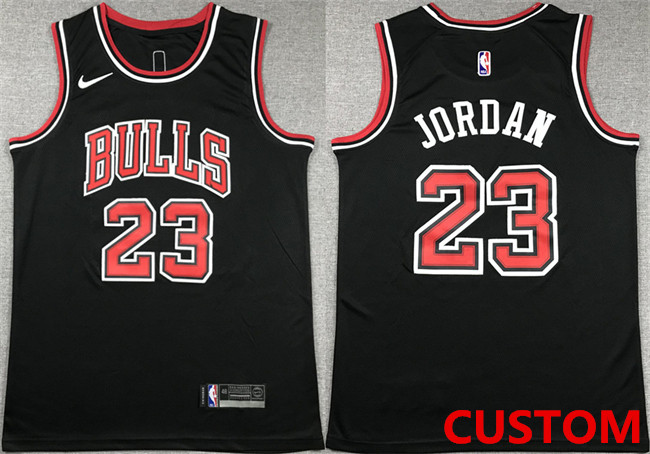 Men's nike chicago bulls Customized swingman black nba jersey