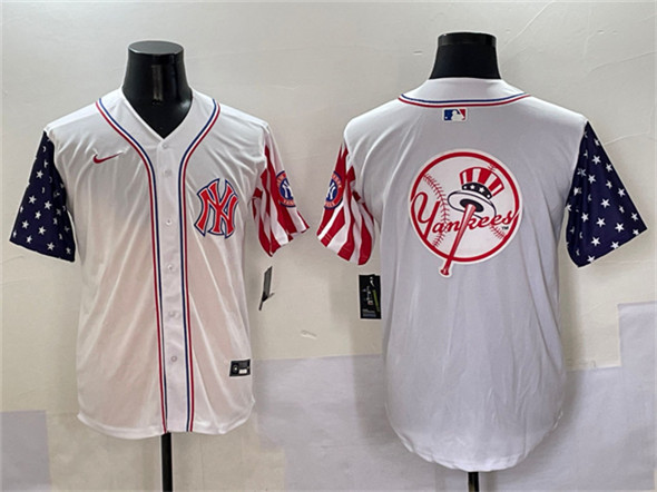 Men's New York Yankees Team Big Logo White American Style Limited Stitched Baseball Jersey