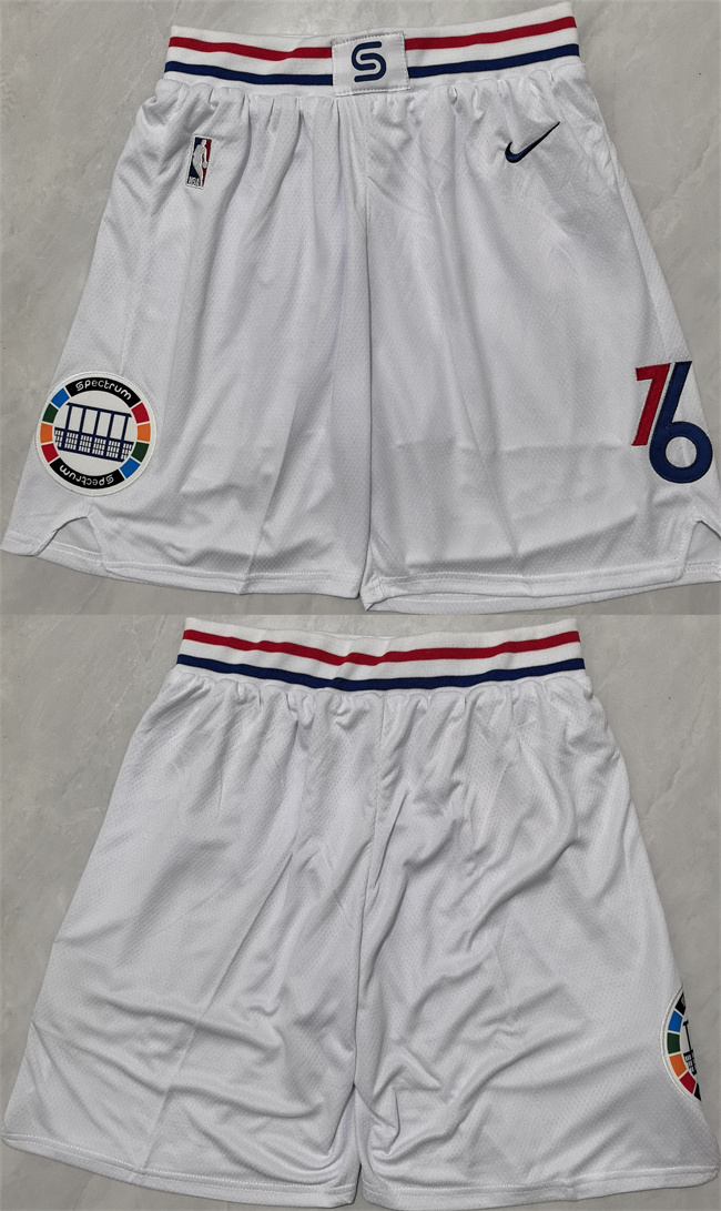 Mens Philadelphia 76ers White Shorts (Run Small)