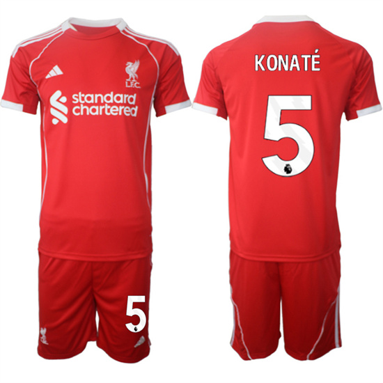Liverpool #5 KONATE 2025-26 home Red Adidas Soccer Suit Jerseys