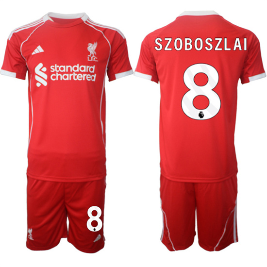 Liverpool #8 SZOBOSZLAI 2025-26 home Red Adidas Soccer Suit Jerseys