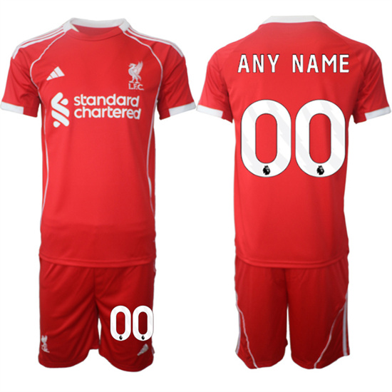 Liverpool Custom Any Name And Number 2025-26 home Red Adidas Soccer Suit Jerseys