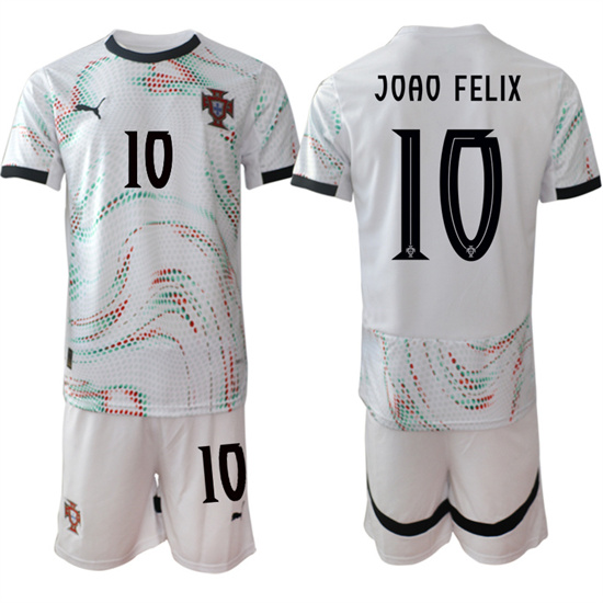 Men's Portugal #10 JOAO FELIX 2025-26 Away White Soccer Suit Jerseys
