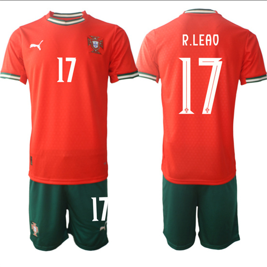 Men's Portugal #17 R.LEAO 2025-26 home Red Soccer Suit Jerseys