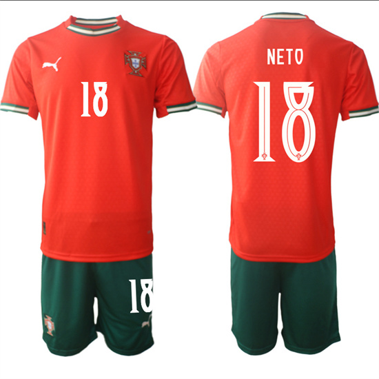 Men's Portugal #18 NETO 2025-26 home Red Soccer Suit Jerseys