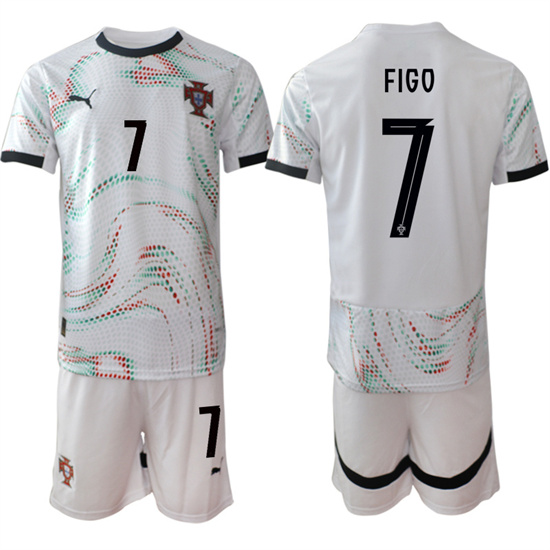 Men's Portugal #7 FIGO 2025-26 Away White Soccer Suit Jerseys