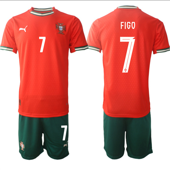 Men's Portugal #7 FIGO 2025-26 home Red Soccer Suit Jerseys