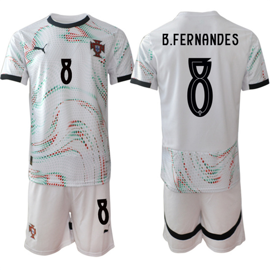 Men's Portugal #8 B.FERNANDES 2025-26 Away White Soccer Suit Jerseys