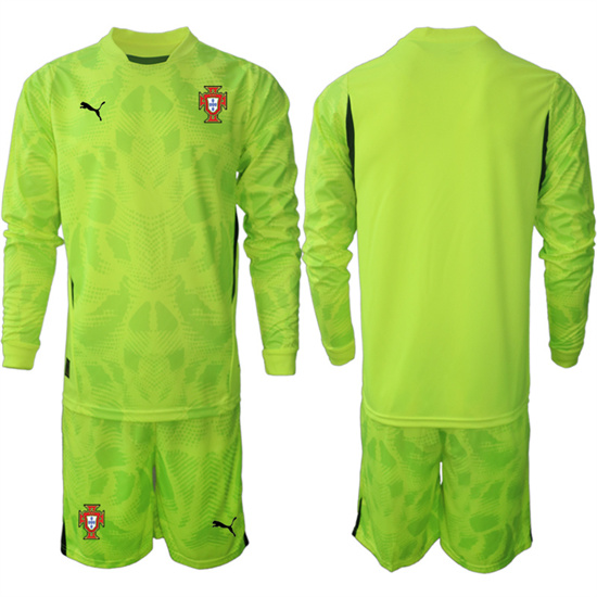 Portugal Blank 2025-26 Fluorescent green goalkeeper Long Sleeve Soccer Suit Jerseys