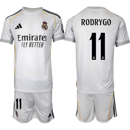 Real Madrid #11 RODRYGO 2025-26 home White Adidas Soccer Suit Jerseys