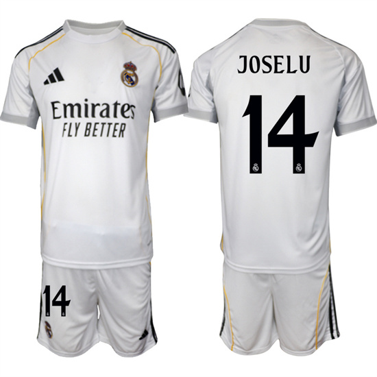 Real Madrid #14 JOSELU 2025-26 home White Adidas Soccer Suit Jerseys